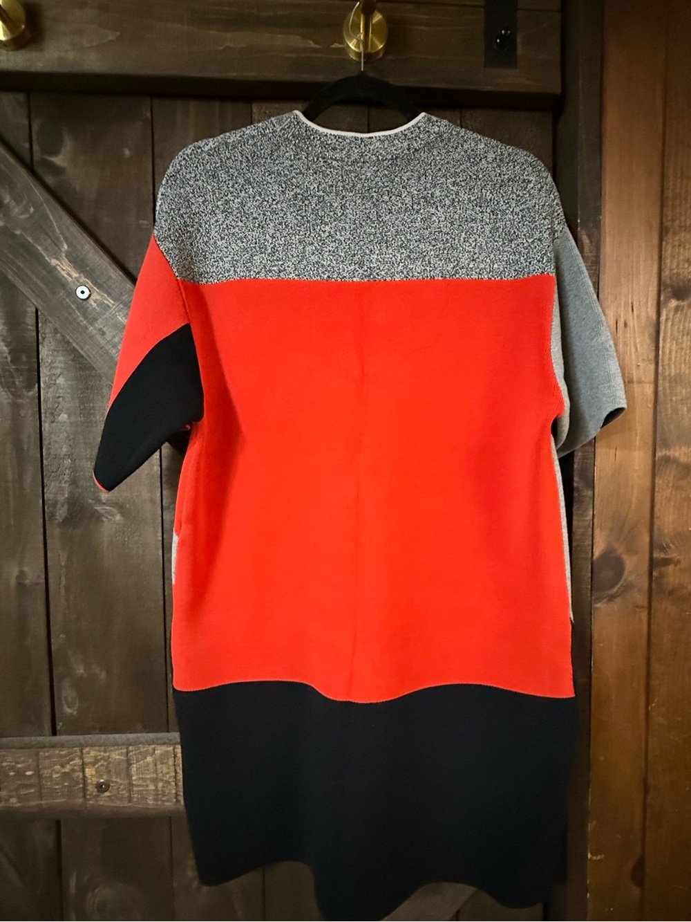 PSWL Proenza Schouler Colorblock Knit Sweater Dress Red Gray Black Size L